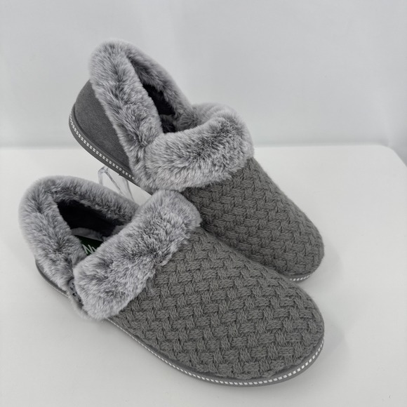 Skechers Shoes - Skechers Cozy Campfire Fresh Toast Slippers Womens Gray Clog Faux Fur Size 8.5